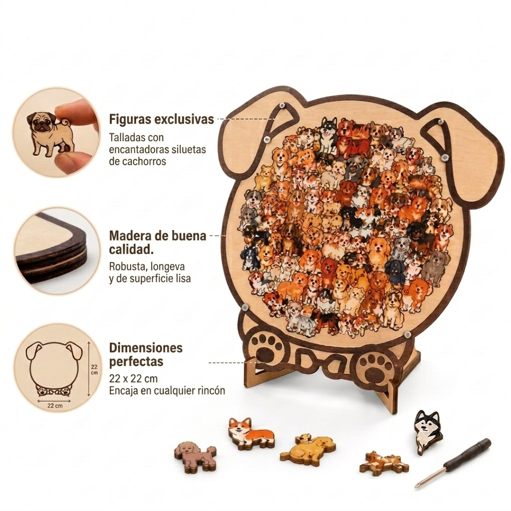 Puzle de Madera con Piezas Caninas